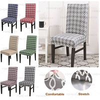 Geometric Floral Chain Pattern Dining Chair Cover