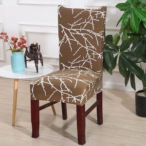 Mocha Brown Tree Branch Pattern Dining Chair Cover