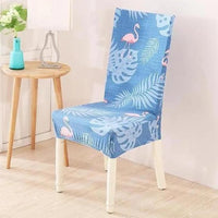 Blue Palm Flamingo Pattern Dining Chair Cover