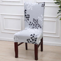 Gray Floral Branch Pattern Dining Chair Cover