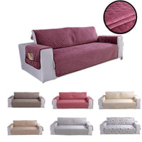 Solid Plush Velvet Quilted Sofa Couch Cover Protector