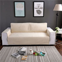 Solid Plush Velvet Quilted Sofa Couch Cover Protector