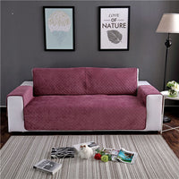 Solid Plush Velvet Quilted Sofa Couch Cover Protector