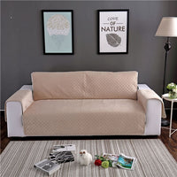 Solid Plush Velvet Quilted Sofa Couch Cover Protector