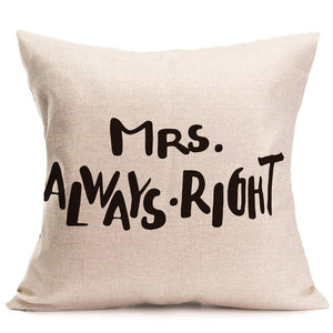 18" Mr. & Mrs. Love Print Throw Pillow Cover