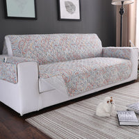 Gray Floral Paisley Quilted Sofa Couch Protector Cover