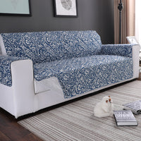 Blue Floral Paisley Quilted Sofa Couch Protector Cover