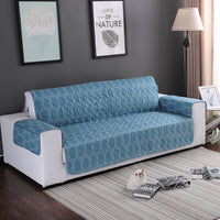 Teal Blue Hex Pattern Quilted Sofa Couch Protector Cover