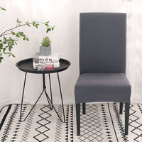 Solid-Color Elastic Dining Room Chair Cover