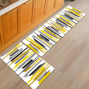 Abstract Yellow Stripe Door Mat / Floor Runner