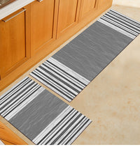 Gray Textured Stripe Pattern Door Mat / Floor Runner