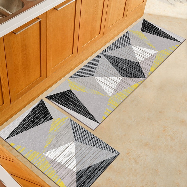 Gray Abstract Triangle Print Door Mat / Floor Runner