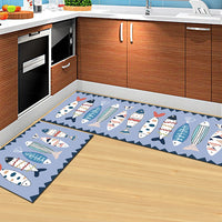 Blue Cartoon Fish Print Door Mat / Floor Runner