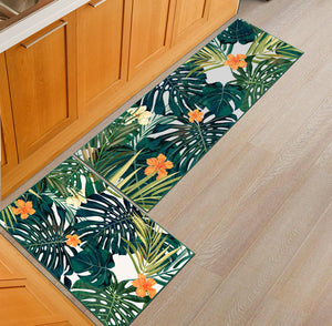 Floral Tropical Palm Leaf Print Door Mat / Floor Runner