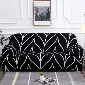 Black & White Abstract Stripe Pattern Sofa Couch Cover