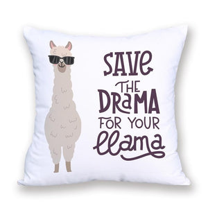 18" Cartoon Alpaca / Llama Microfiber Throw Pillow Cover