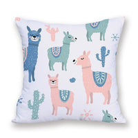 18" Cartoon Alpaca / Llama Microfiber Throw Pillow Cover