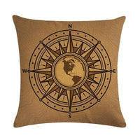18" Vintage Nautical Compass Print Throw Pillow Cover