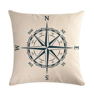 18" Vintage Nautical Compass Print Throw Pillow Cover