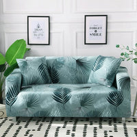 Mint Green Palm Leaf Pattern Sofa Couch Cover