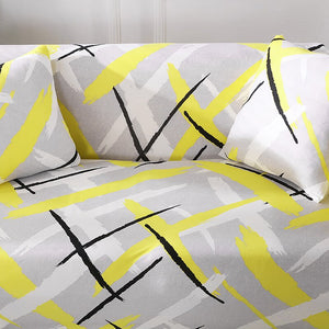 Abstract Yellow Cross Pattern Sofa Couch Cover