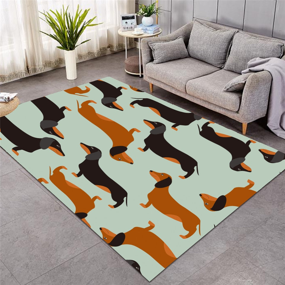 Dachshund Wiener Dog Pattern Area Rug Floor Mat