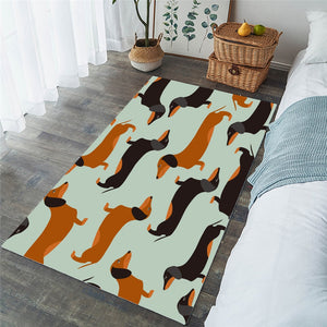 Dachshund Wiener Dog Pattern Area Rug Floor Mat