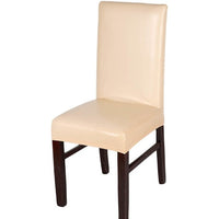 Solid-Color Waterproof PU Leather Dining Chair Cover