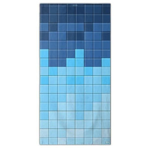 Large Quick-Dry Blue Tile Matrix Beach Towel