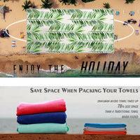 XL Quick-Dry Green Palm Leaf Pattern Beach Towel