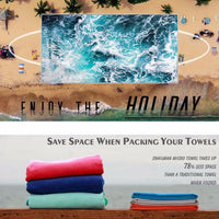 XL Quick-Dry Hello Summer Wave Print Beach Towel