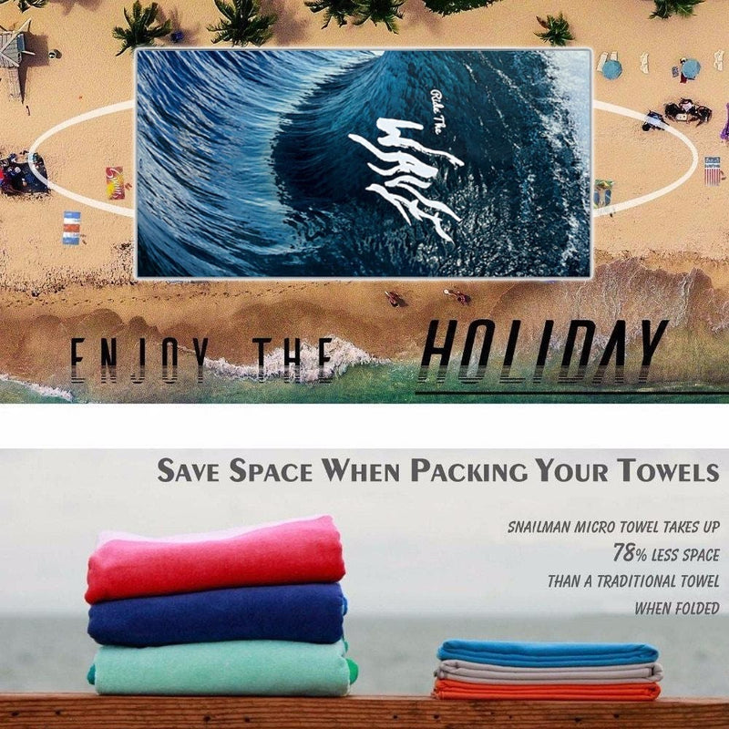 XL Quick-Dry Blue Ride The Wave Beach Towel