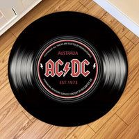 Round Retro Vinyl Record Print Floor Mat Rug