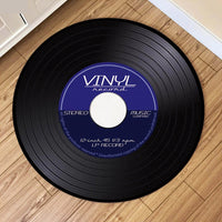 Round Retro Vinyl Record Print Floor Mat Rug