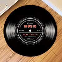 Round Retro Vinyl Record Print Floor Mat Rug