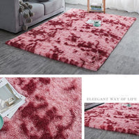 Red / Pink 2-Tone Faux Fur Plush Shag Area Rug Floor Mat