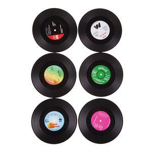 6-Piece Retro Vinyl Record Drink Coaster Set