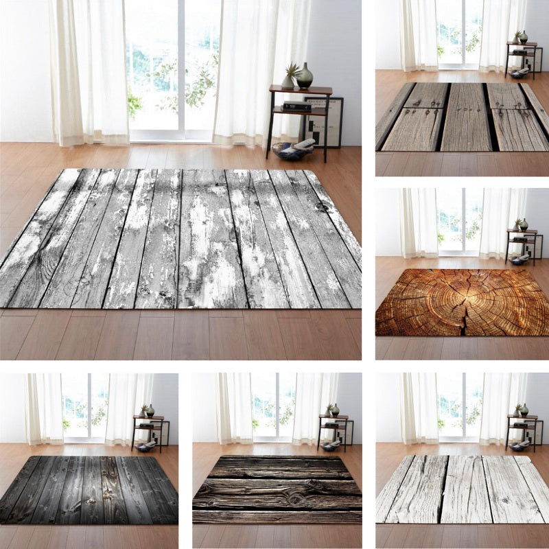 Rustic Wood Board Print Area Rug Floor Mat