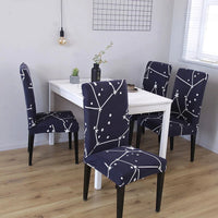 Dark Blue Star Constellation Print Dining Chair Cover