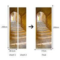 Arched Stone Staircase 3D Door Mural Sticker