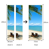 Tropical Beach / Ocean 3D Door Mural Sticker