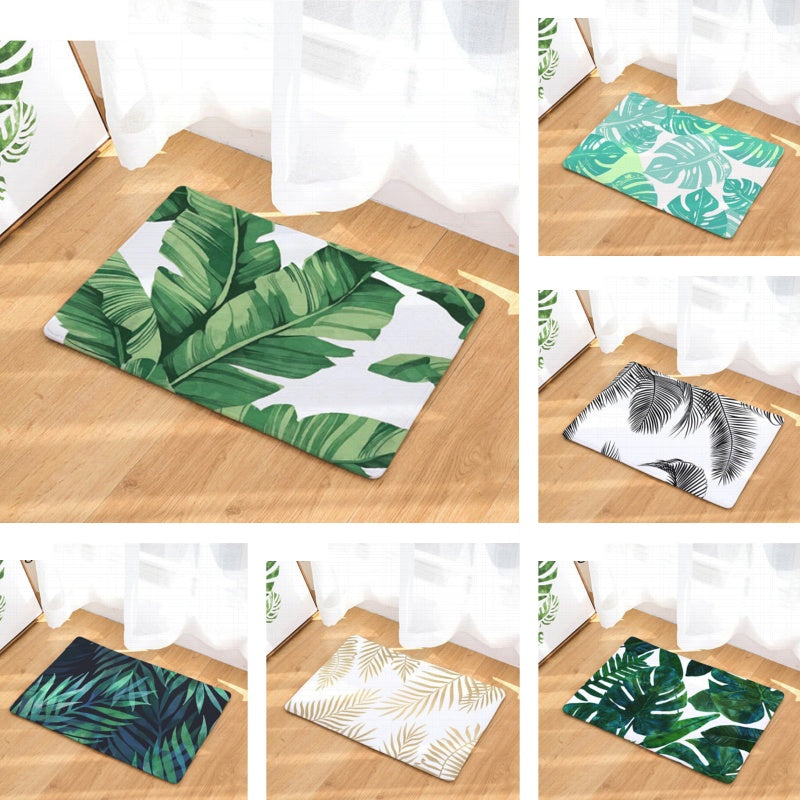 Multi-Color Tropical Leaf Print Door / Floor Mat
