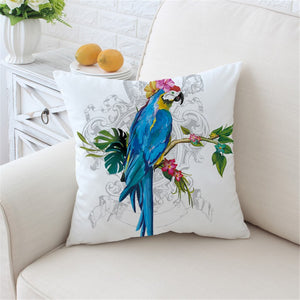 Colorful Tropical Macaw Microfiber Throw Pillow Cover