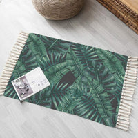 Woven Tropical Palm Leaf Pattern Accent Throw Rug