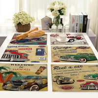 Vintage Retro Automobile Print Table Placemat