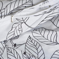White 2/3-Piece Nordic Leaf Print Duvet Cover Set