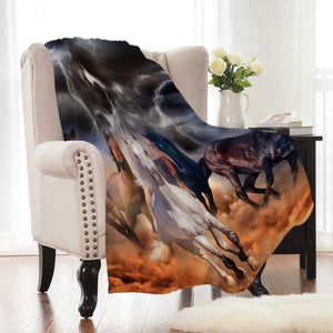 Roaming Wild Horse Print Fleece Throw Blanket